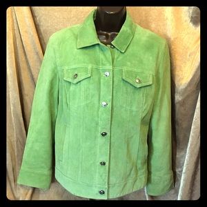 🛍Green genuine leather coat Size M
